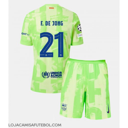 Camisa de Futebol Barcelona Frenkie de Jong #21 Equipamento Alternativo Infantil 2024-25 Manga Curta (+ Calças curtas)